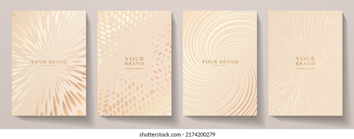 Luxury premium cover design set. Abstract background with gold line pattern. Royal vector template for premium menu, formal invitation, flyer layout, lux invite card Stockvektor
