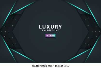 luxury premium dark abstract overlay layers background. Realistic light effect on textured black pentagon and dots background.with blue line.digital template,vector illustration.