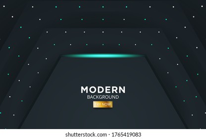 luxury premium dark abstract overlay layers background banner. Realistic light effect on textured black pentagon and dots background.with blue line.digital template,vector illustration.