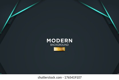 luxury premium dark abstract overlay layers background banner. Realistic light effect on textured black pentagon and dots background.with blue line.digital template,vector illustration.