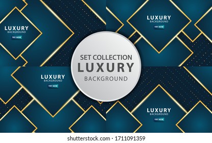 luxury premium dark blue abstract overlay layers background. Realistic light effect on textured blue dots background.with gold line.digital template,vector illustration.