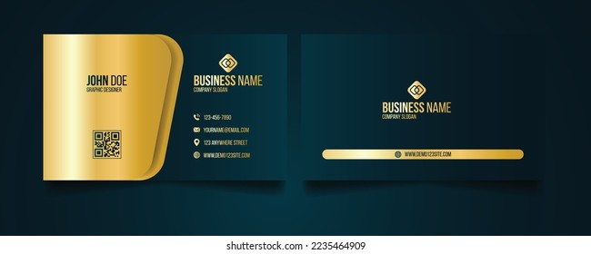 Luxury premium dark blue and golden gradient business card template design. Corporate and creative luxurious visiting card