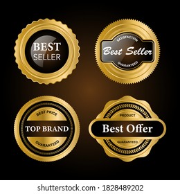 Luxury premium golden badge labels collection, vector illustration