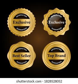 Luxury premium golden badge labels collection, vector illustration