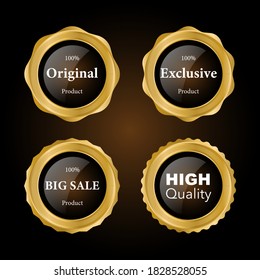 Luxury premium golden badge labels collection, vector illustration