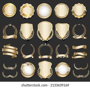 Luxury Premium Golden Badges Labels Stock Vector (Royalty Free ...