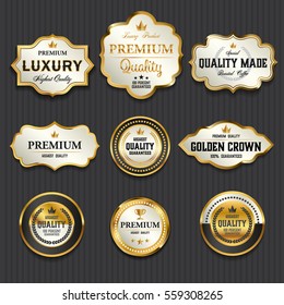 Luxury premium golden labels collection, vector illustration