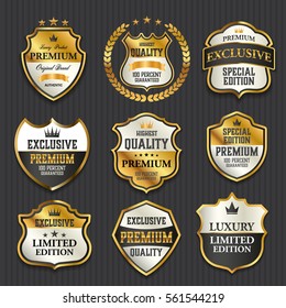 Luxury premium golden labels collection, vector illustration