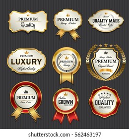 Luxury premium golden labels collection, vector illustration