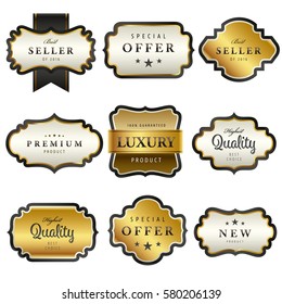 Luxury premium golden labels collection, vector illustration