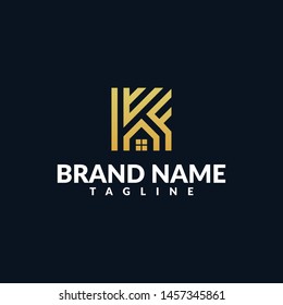 Luxury Premium Home Letter K Logo Template