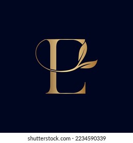 luxury premium leaf logo letter E