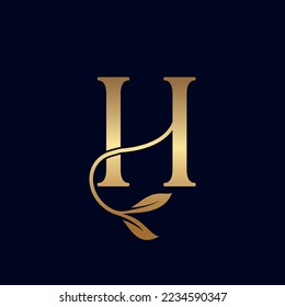 luxury premium leaf logo letter H