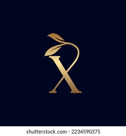 luxury premium leaf logo letter X