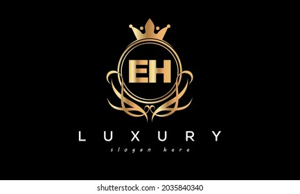 letras premium de lujo EH creativo logo real con corona	