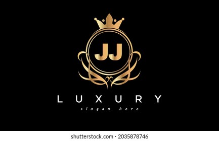 luxury premium letters JJ creative royal logo with crown