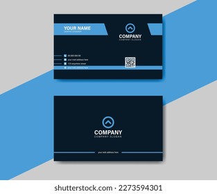 Luxury premium modern blue business card template vector design. Creative clean visiting card layout design