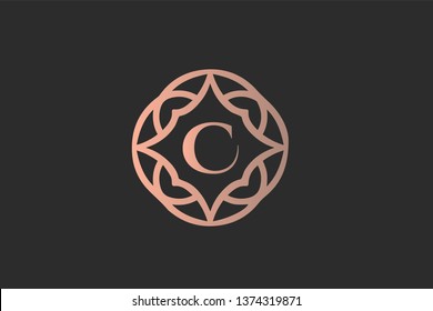 luxury premium ornamental letter C logo design concept