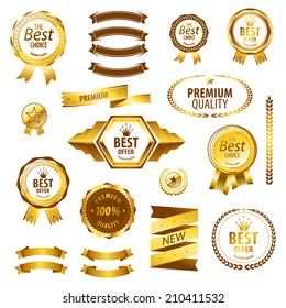 Luxury premium quality best choice labels isolated vector illustration 