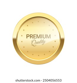 Luxury Premium Quality Gold Medal, golden badge with Stars glossy and shiny Decoration vector ,for Premium Quality product, store website best product 