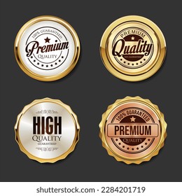 Luxury premium quality golden badges and labels collection