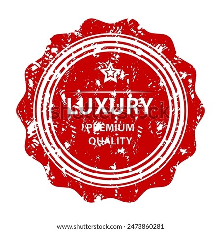 Luxury premium quality rubber stamp. Vector of badge imprint, ink approval, exclusive stamp and premium stamp, quality luxury stamp, official, certification, approved signature,  branding illustration