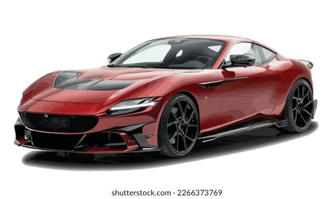 Luxury premium realistic fast speed red coupe sport colour white elegant new 3d roma car urban electric power style model lifestyle business work modern art design vector template isolated background