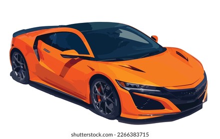 Luxury premium realistic fast speed orange coupe sport colour white elegant new 3d car urban electric power style model lifestyle business work modern art design vector template isolated background