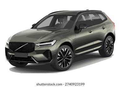 Luxury premium realistic mini bus suv mpv coupe sport colour grey elegant new 3d car urban electric family XC60 eco fast power style taxi model lifestyle work art design vector auto isolated 
