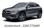 Luxury premium realistic sedan coupe sport colour class grey elegant new 3d car urban electric gle gla power style model lifestyle business work modern art design vector template isolated background