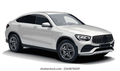Luxury premium realistic sedan coupe sport colour class white elegant new 3d car urban electric gle gla power style model lifestyle business work modern art design vector template isolated background