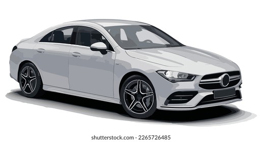 Luxury premium realistic sedan coupe sport colour white elegant new 3d car urban electric c s e 300 class power style model gt 53 business work modern art design vector template isolated background