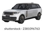 Luxury premium realistic Suv Mpv coupe sport colour white black elegant tire 3d car urban electric es power style model lifestyle business work modern art design vector template isolated background