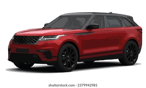 Luxury premium realistic Suv Mpv coupe sport colour red black elegant new 3d car urban electric es power style model lifestyle business work modern art design vector template isolated background