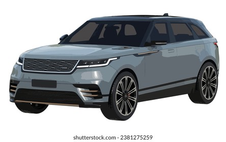 Luxury premium realistic Suv Mpv coupe sport colour grey black elegant new 3d car urban electric es power style model lifestyle business work modern art design vector template isolated background