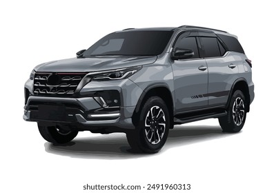 Luxury premium realistic suv mpv cross coupe sport colour grey elegant new 3d 4wd 4x4 car urban vrz trd gr power style model work art model vector isolated fast body auto rush road land
