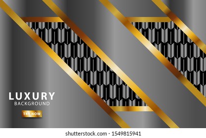 luxury premium silver abstract vector background with gold line.Overlap layers with paper effect. digital template. Realistic light effect on textured silver background.vector illustration.