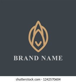 Luxury premium simple flower logo template 