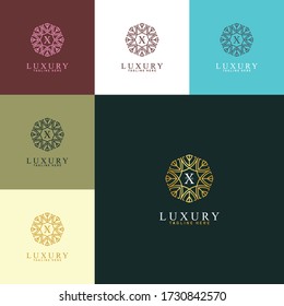 Luxus-Premium-Vektor-Logo mit goldenem Dekor