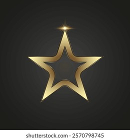 A luxury premuim star with gold line stoke on dark background, used in level, high class, special element, high, top, banner vector illustration design