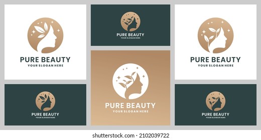 luxury pure beauty logo design. nature woman logo. woman dream logo collection