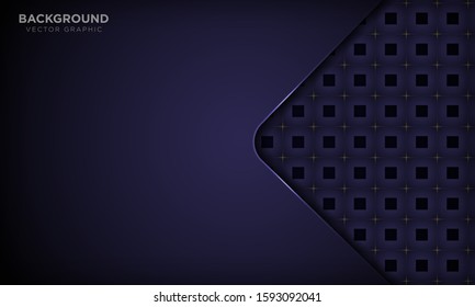 Luxury purple abstract background with square geometric pattern and golden light decoration. Modern technology concept. Vector illustration.