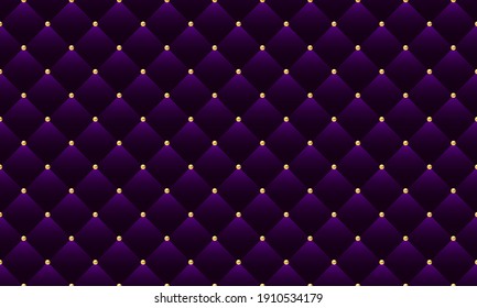Luxury purple background with golden beads. Seamless vector illustration. 