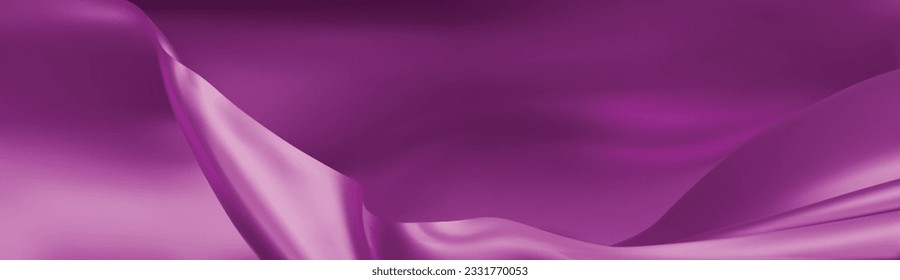 El lujo de la textura violeta Cierre de tela de seda rota. Seda apilada de 2 tejidos. fondo morado. Ilustración vectorial 3D