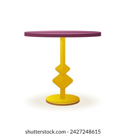 Luxury purple furniture of colorful set. This depiction of a luxury table brings a pop of color and sophistication to the white background, elevating the ambiance of any room. Vector illustration.