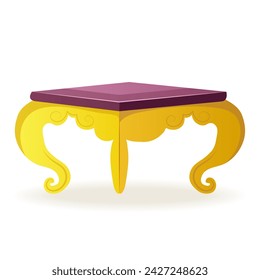 Luxury purple furniture of colorful set. The luxury stool is brought to life with intricate illustration and cartoon design, offering a stylish accent for modern interiors. Vector illustration.