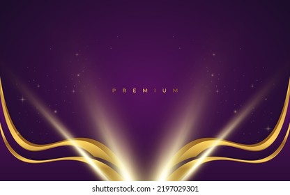 Luxury Purple and Gold Background with Golden Lines and Paper Cut Style. Premium Purple and Gold Background for Award, Nomination, Ceremony, Formal Invitation or Certificate Design