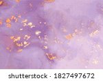 Luxury purple and gold stone marble texture. Alcohol ink technique abstract vector background. Modern paint with glitter. Template for banner, poster design. Fluid art painting