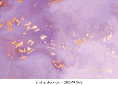 La textura de mármol de lujo de piedra morada y dorada  Fondo vectorial abstracto de la técnica de tinta alcohólica  Pintura moderna con brillo  Plantilla para banner  diseño de afiches  Pintura de arte fluido