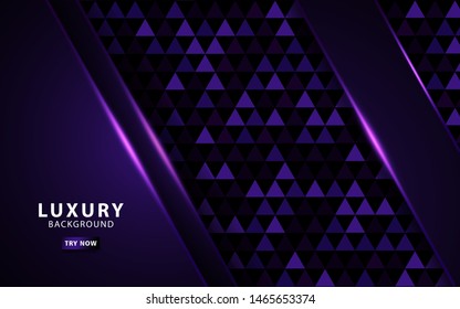 Luxury purple overlay layers background. Realistic light effect on textured purple Triangle background.